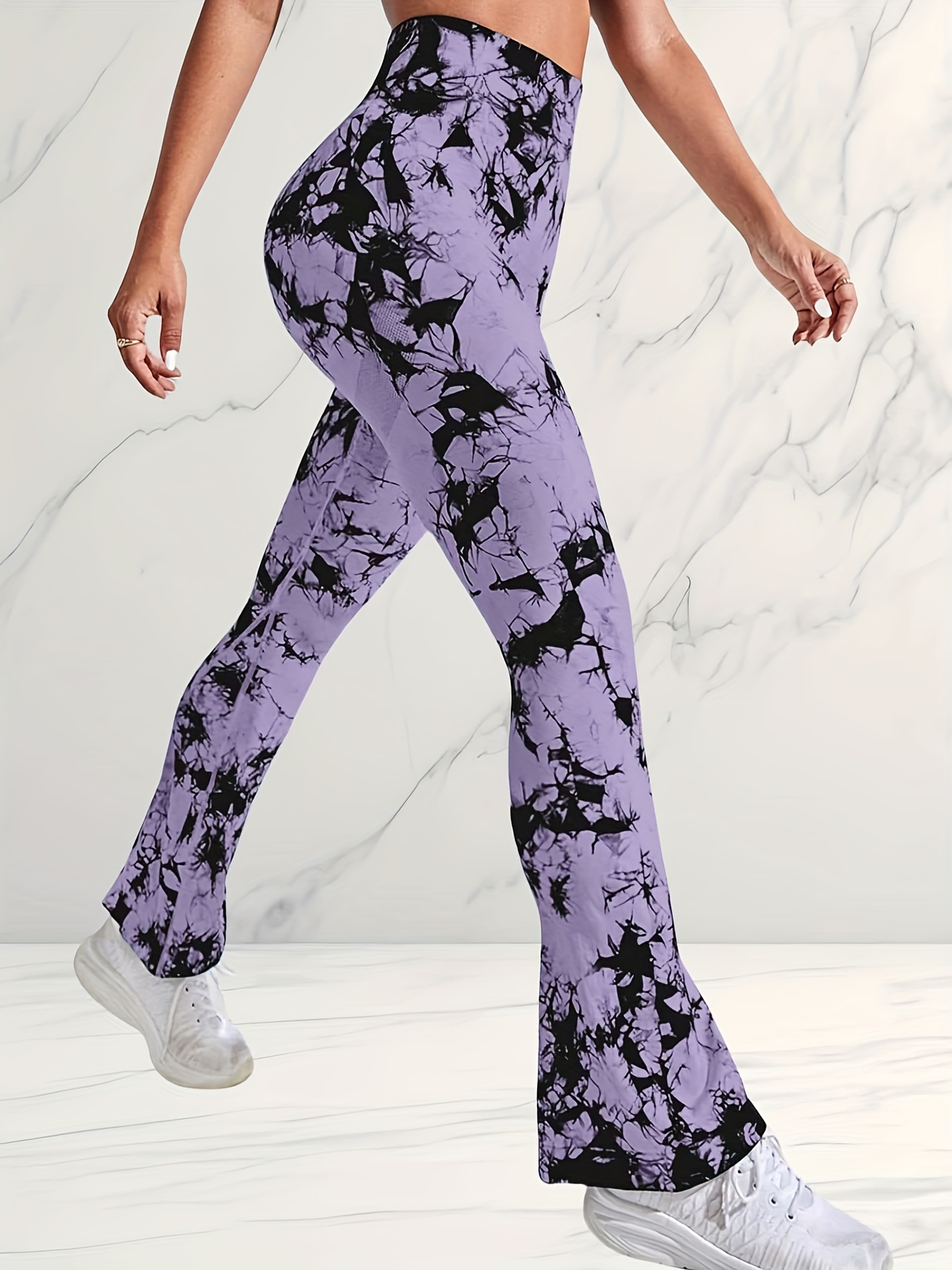 Womens Pants Tie Dye Bell Bottom Yoga Pants OVESPORT Womens