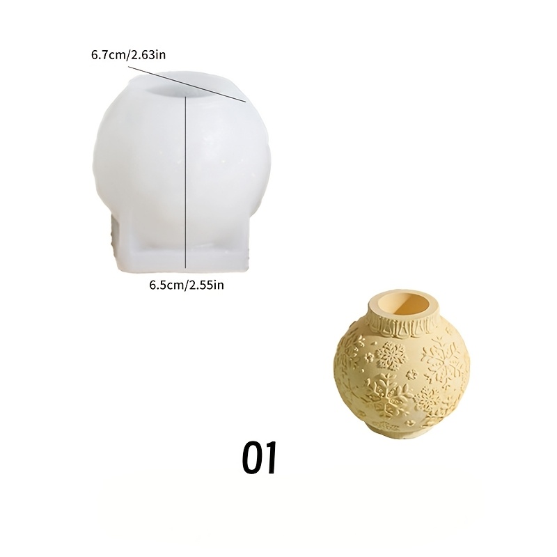 TEMU 4 Styles Of Spherical Christmas Candle Holder Silicone Molds: Vintage Winter Farmhouse-style Tabletop Decor Molds Create A Cozy, Warm Atmosphere
