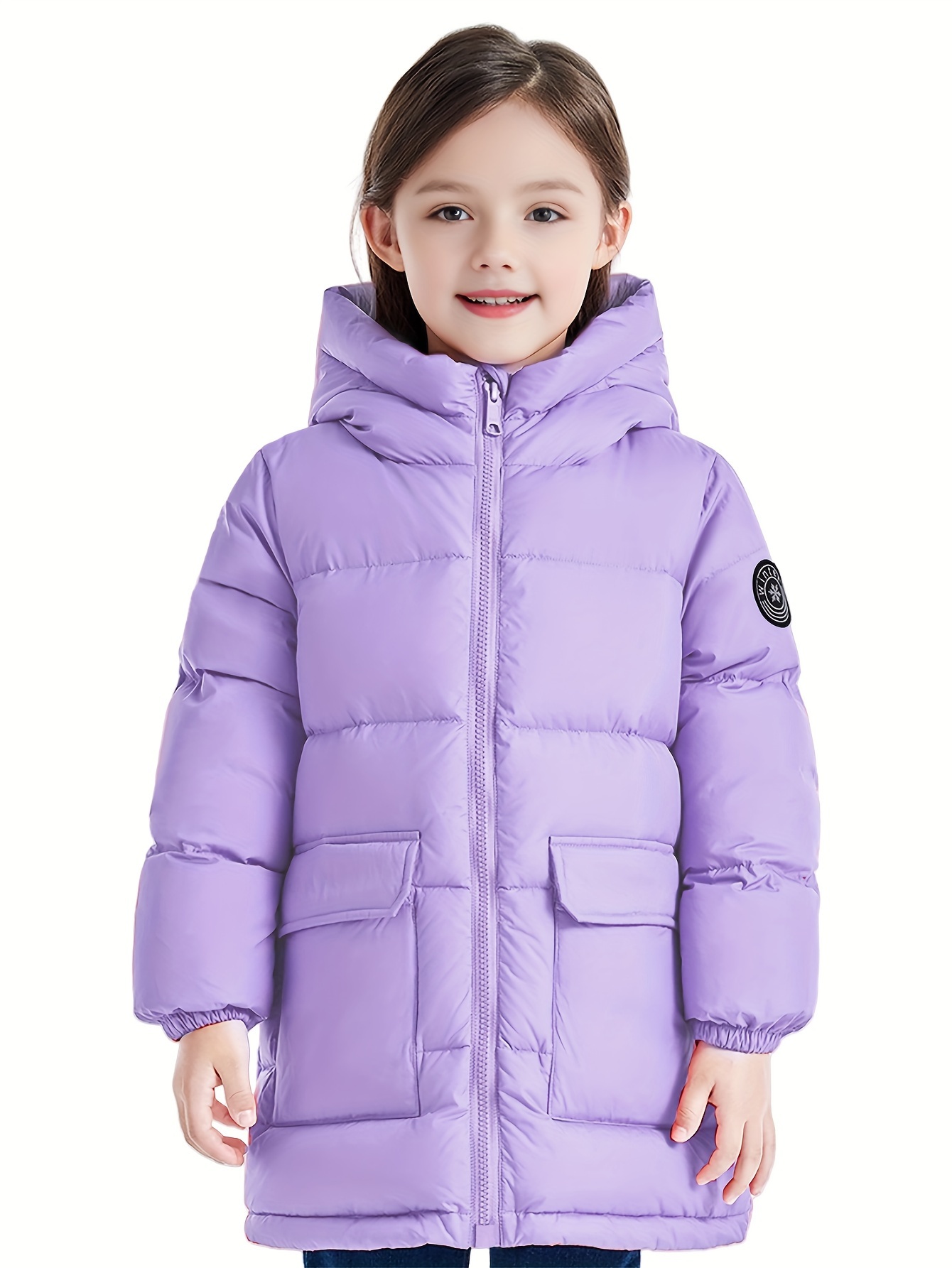 Boys' Medium Length Solid Color Hooded Padded Jacket with True Pocket