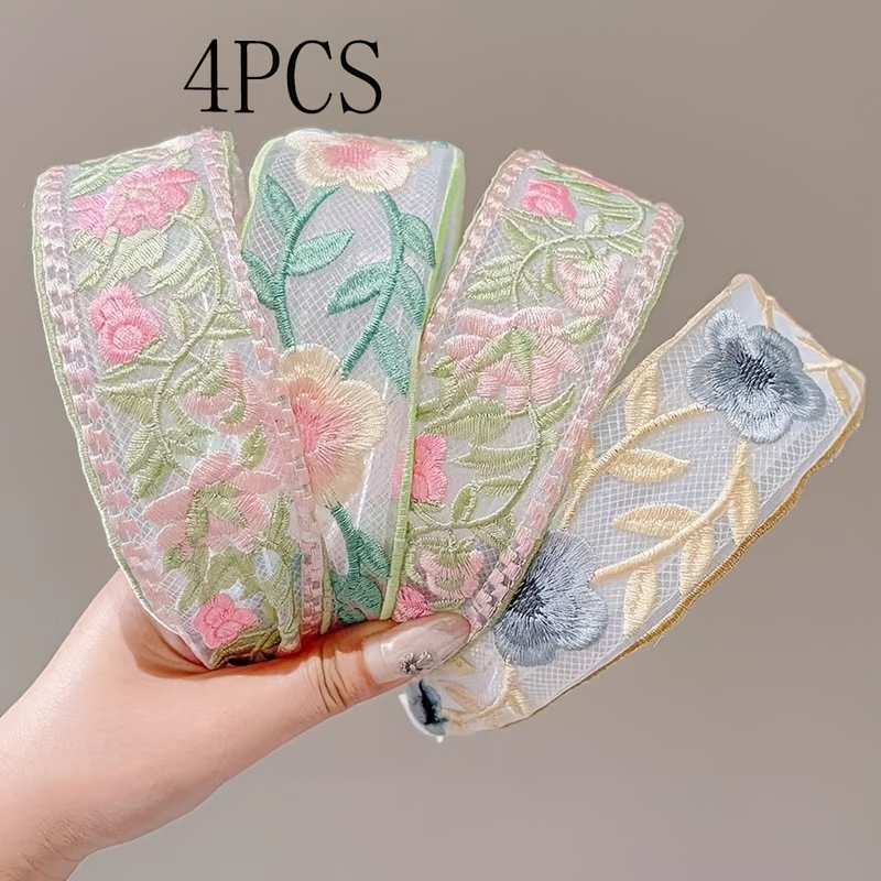 TEMU Summer Fabric Flower Hairband Sweet High Top Headband Fresh Fashionable Country Style Hair Accessory For Women