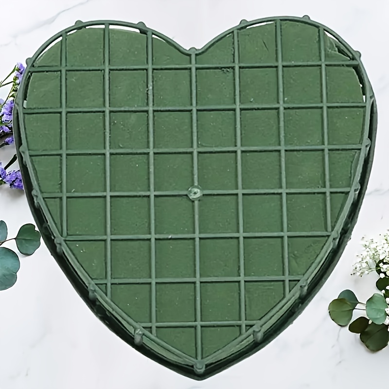 TEMU 2 stuks Hartvormige Bloemschuimstenen, Bloemklei Bruiloft Decoraties, 3D Kooi voor Feestarrangementen en DIY Centrumstukken met Groen