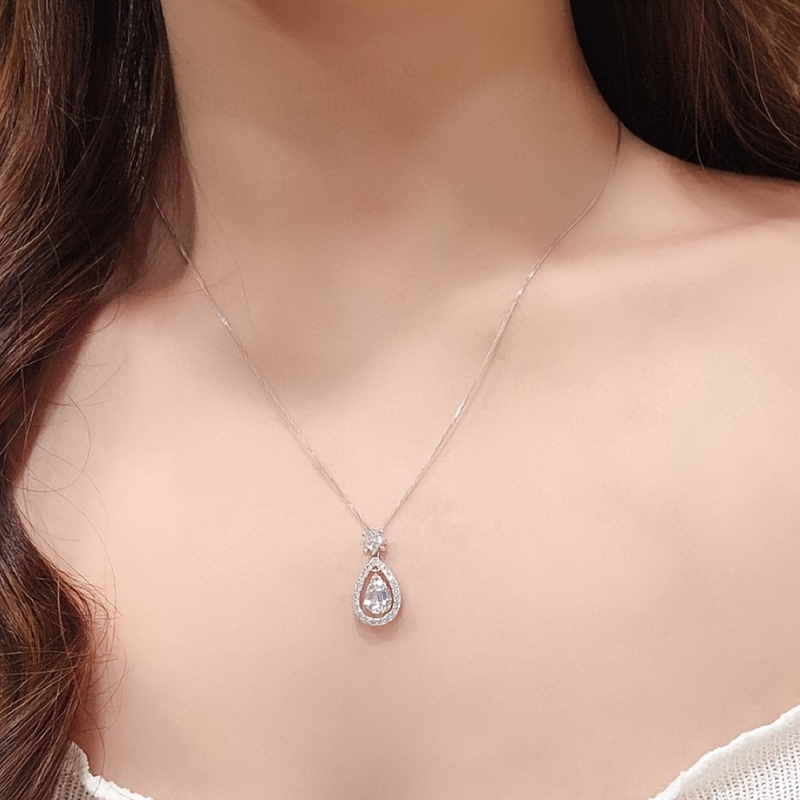 collier pendentif élégant en argent pur s925 fleur Temu