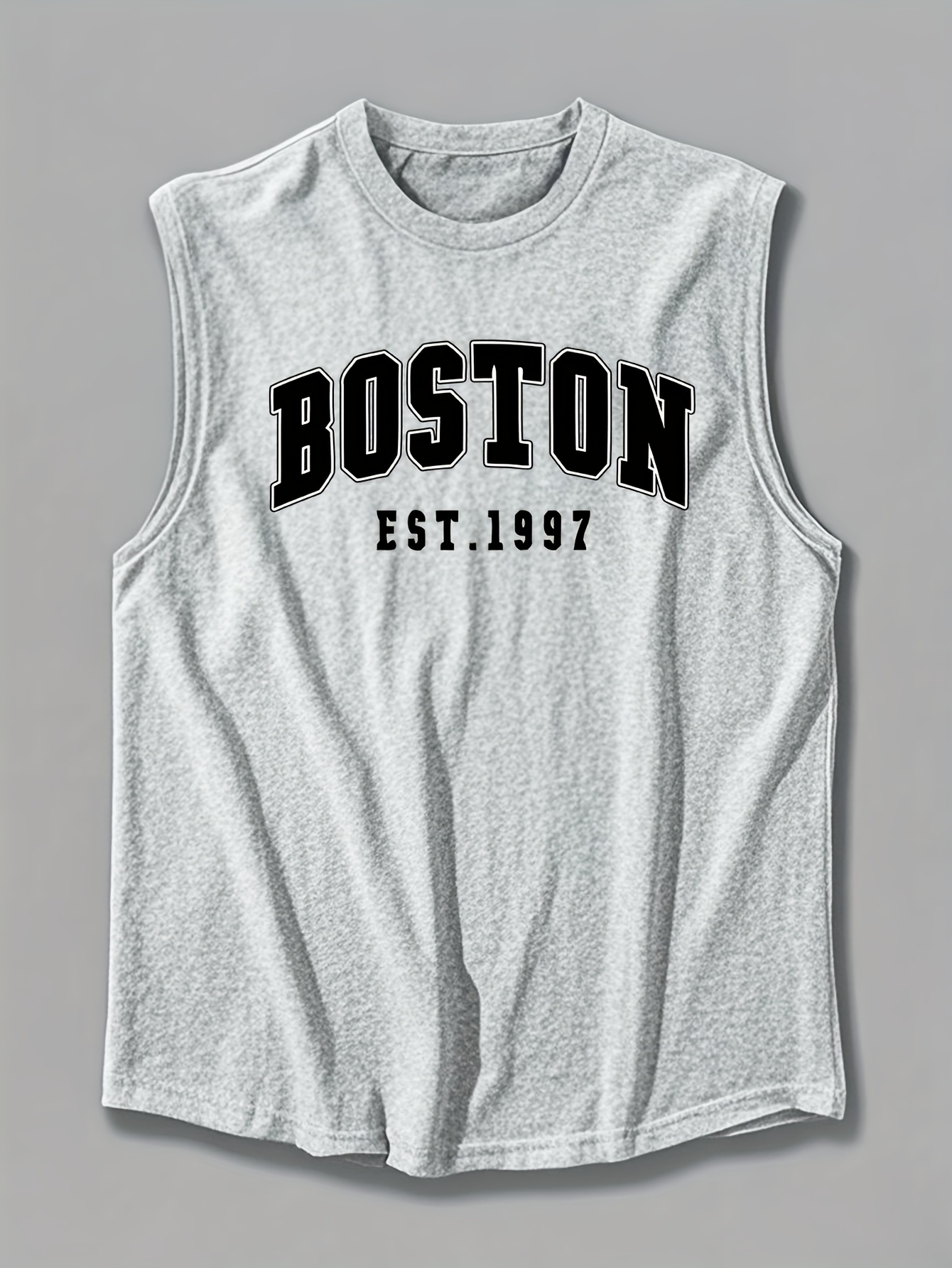 OBM Same Bond Men's Sleeveless Athletic Tank Top with Boston EST. 1997 Print - Black & Golden, Regular Fit, Machine Washable, All-Season Workout & Casual Wear, Sports Apparel, Sporty Look, Nontransparent Fabric
