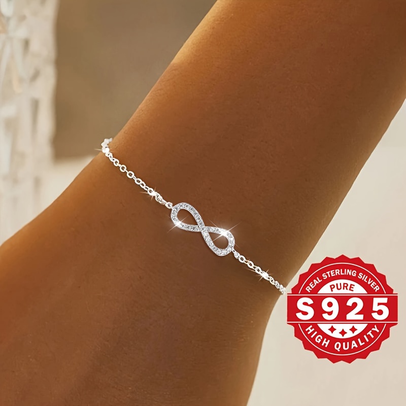 

Un Bracelet pour Femmes, S925 Argenté, Design Simple, Style , Décontracté, Convient aux Femmes, Faible Allergénicité 2.8g