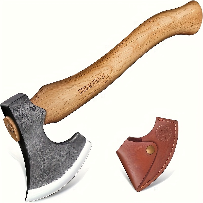 

Hatchet Axe With Sheath 14" Wood Hatchet Carbon Steel Heat Treated Bushcraft Hatchet - Hand Forged Camping Axe For Chopping Wood, Garden- Axe Gift Set For Men