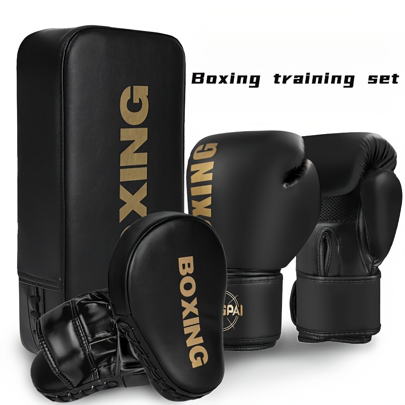 GINGPAI Complete Boxing Training Set with Curved Punching Pad & Taekwondo Foot Target - Durable PU Material, Includes Gloves & Focus Mitts for Adults, Students, and Teens - Perfect for Boxing, Taekwondo, Karate, Muay Thai, and MMA, Boxing Gloves