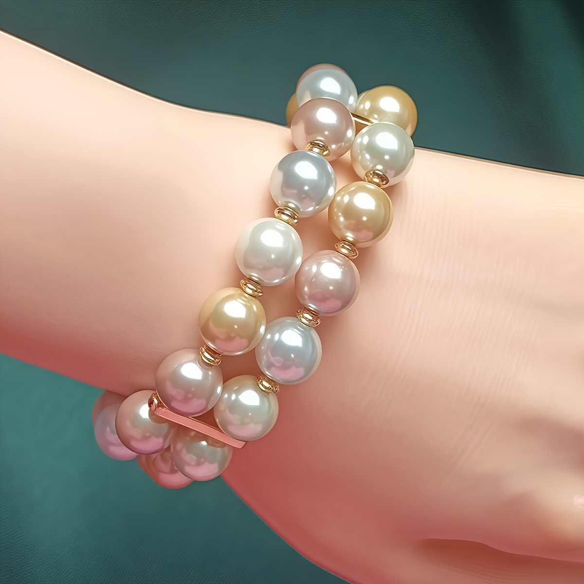 Image of A French Minimalist Style Pearl Beaded Bracelet, Fashionable And Perfect For Parties And Banquets, Suitable For Like Christmas And Halloween