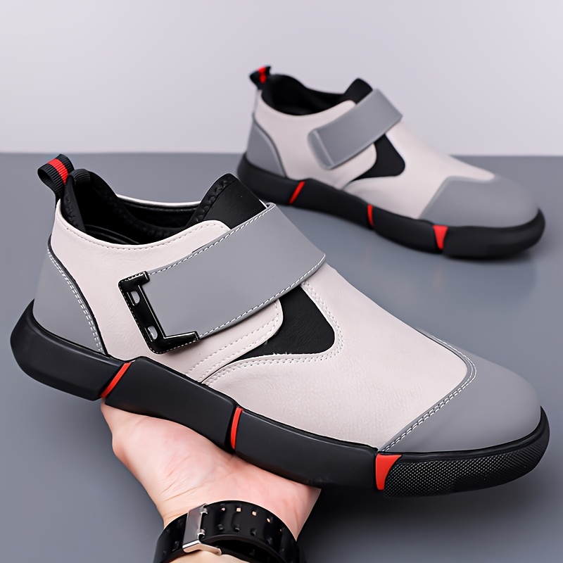 Men'S Casual Sneakers with Adjustable Hook-and-Loop Closure, Black & Red Accents, EVA Sole, Low-Top Design for All-Season Comfort - Perfect for Hiking & Outdoor Activities, Hiking Footwear | Stylish Casual Shoes | Durable Footwear