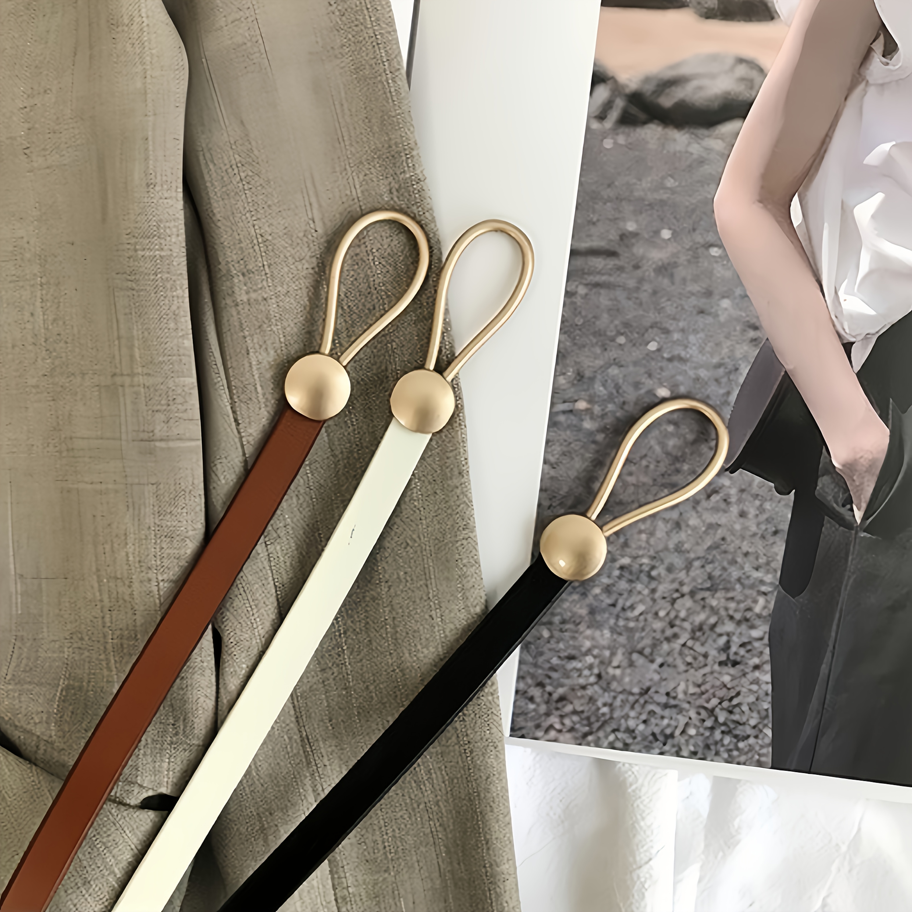 TEMU 3pcs Women's Waist Belts - Adjustable , Golden-tone , , Perfect For Dresses, Blouses, And Sweaters, Casual To , Casual Attire|sleek Waist
