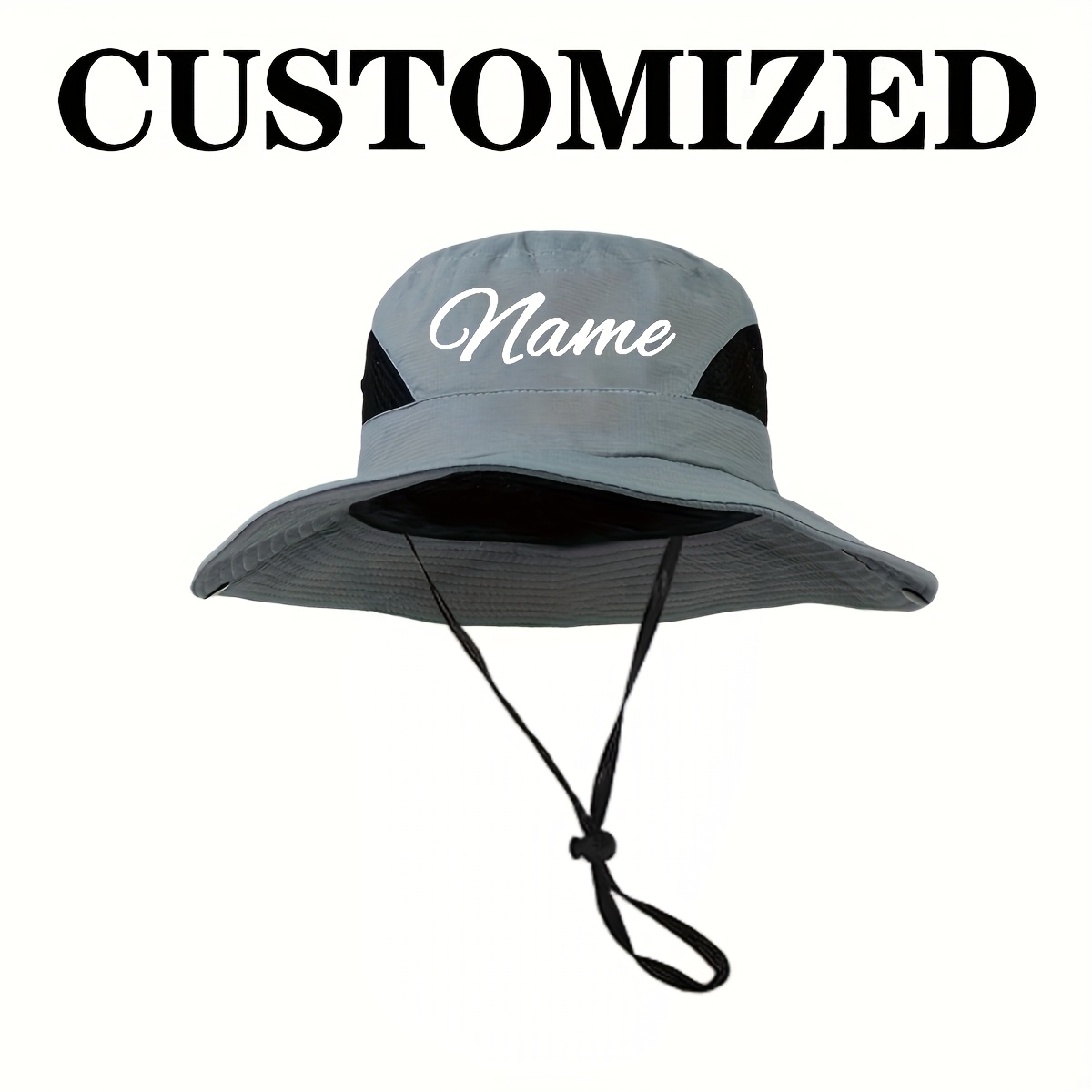 TEMU Customizable With Names Or Text, 1pc Of Unisex Sun Hat With Logo Sticker- Wide Brim, Breathable Outdoor Hiking Hat Suitable For Men And Women,