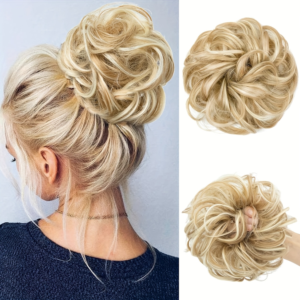 Image of Messy Updo Curly Hair Light Fluffy Suitable For Short Thin Hair Hair Loss, Soft Extension Ponytail Synthetic Hairpiece