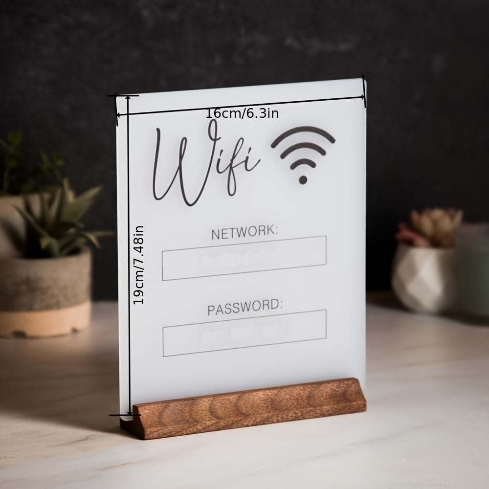 TEMU [2d Flat] An Elegant Black Acrylic Wifi Password Sign In A Chalkboard Style, Display On For Home And Office Desks, Without A Stand