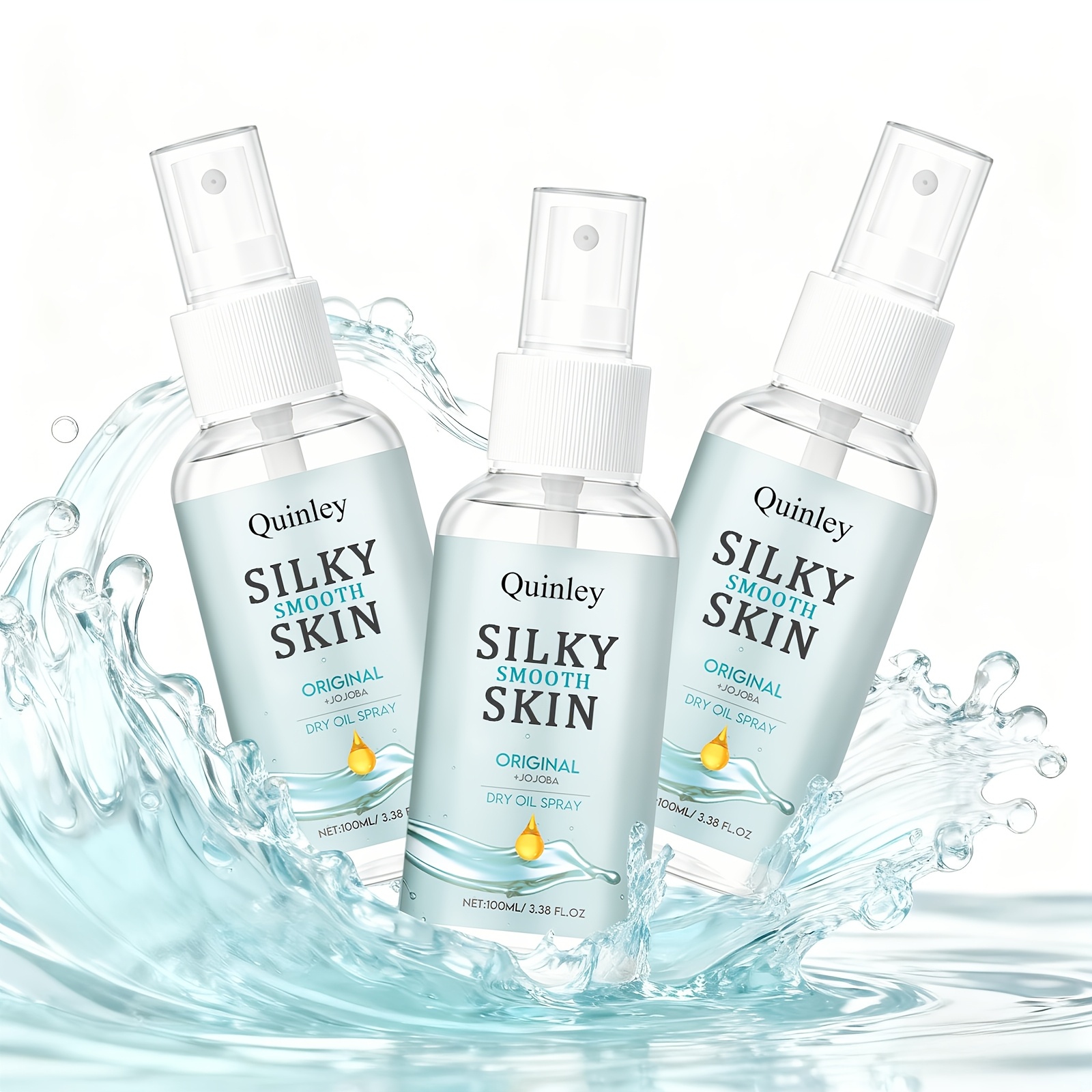 TEMU 3pcs Jojoba Dry Oil Spray Gift Set, Lightweight Face And Body With Hyaluronic Acid, Non-greasy Moisturizing Spray For Y-, 100ml Each, Fall And