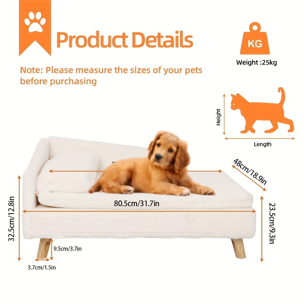 TEMU Elevated Pet Sofa Dog Bed Cat Puppy Soft Warm Couch Chair Lounger Pillow Waterproof