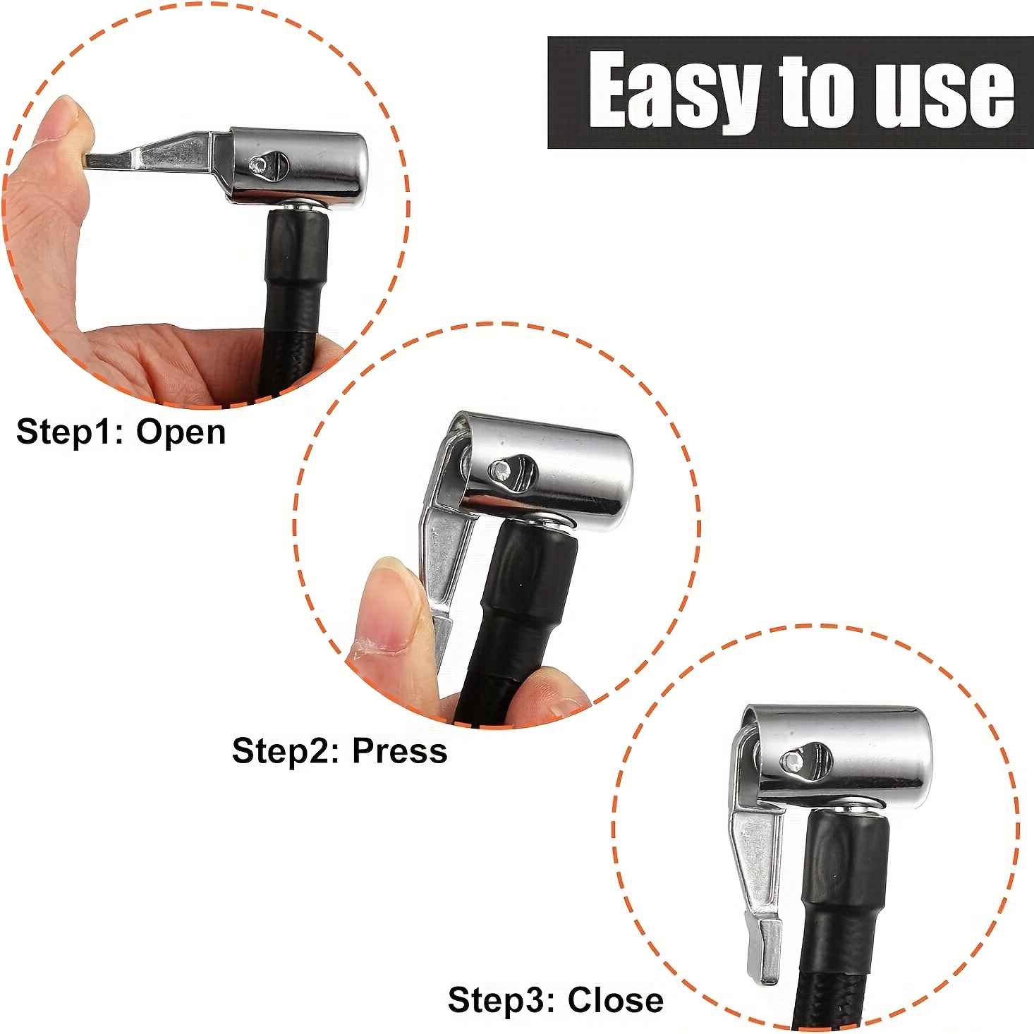 комплект из двух удлинителей для воздушного насоса 30 см/11,81 дюйма, с резьбой m6, плетеными из синтетической резины и воздушным клапаном, включая адаптер клапана   в schrader, подходит для автомобильных, мотоциклетных и велосипедных шин, разработан для прочности и гибкости Детали 3