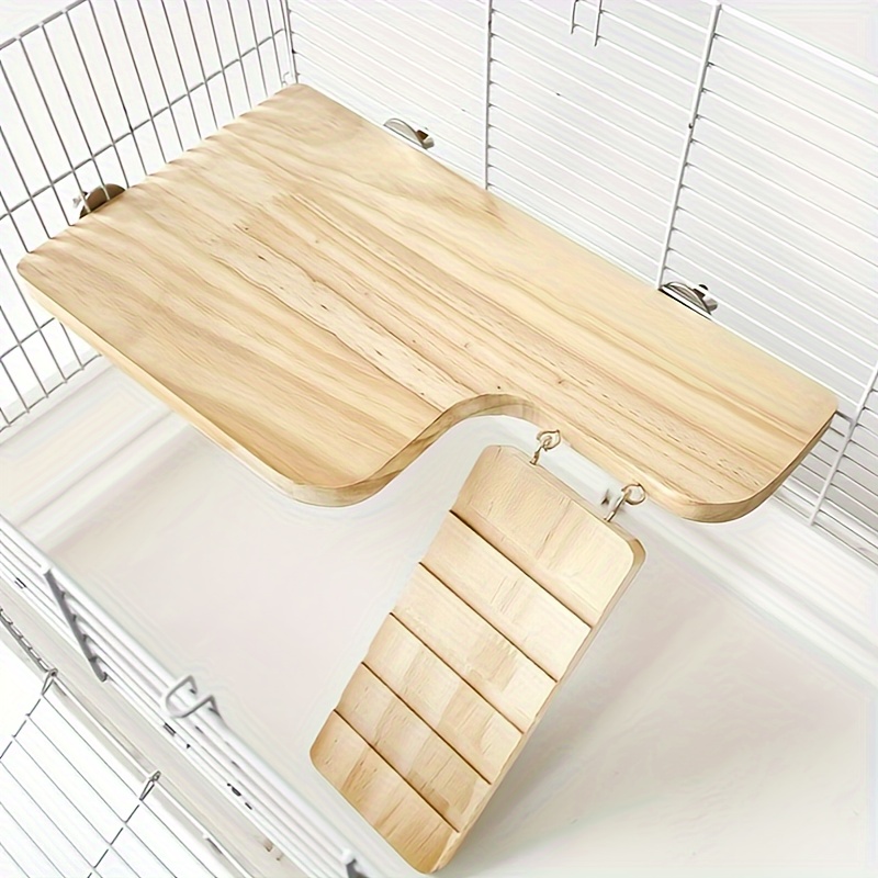 

Wooden Hamster Play Platform With Waterproof Ladder - Ideal For , Birds & Small Pets