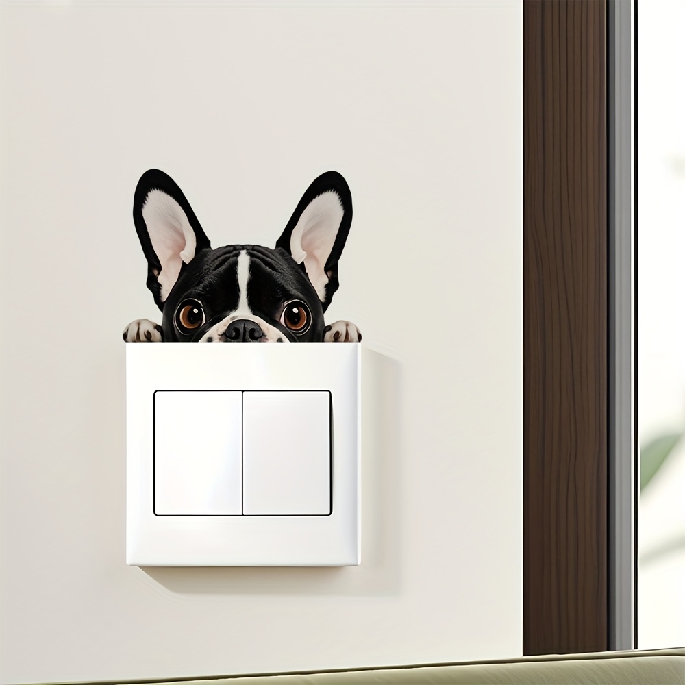 1pc French Bulldog Light Switch Sticker - Removable Self-adhesive Wall Decal For Bathroom, Bedroom, Living Room - Easy To Decor Accessory - , Bathroom Decoration, Wall Art