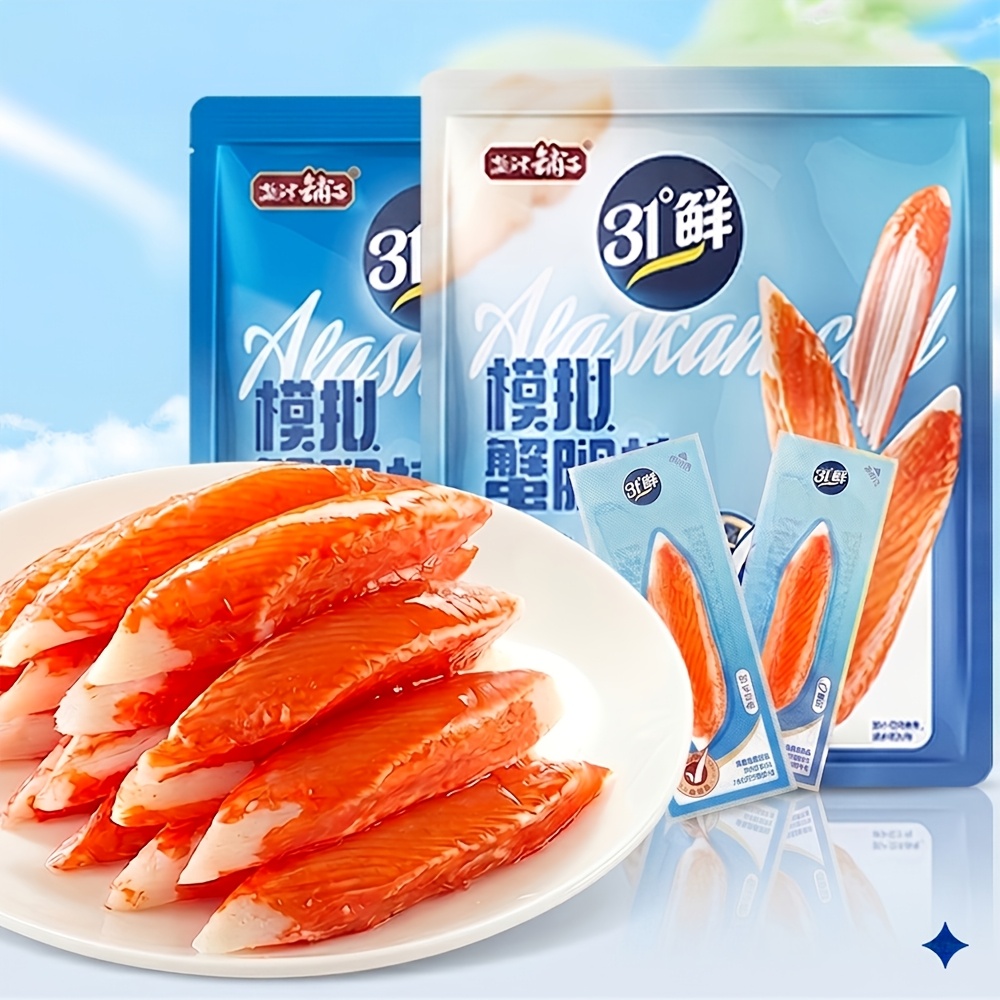 Premium Alaskan Style Crab Sticks - Ready-to-Eat Seafood Snack Suitable for Salad & Sushi, High Protein Low Fat Crab Meat, Low Calorie (17 Per Piece), Crab Stick for Appetizers, Pasta & Sandwich Fillers, Pack