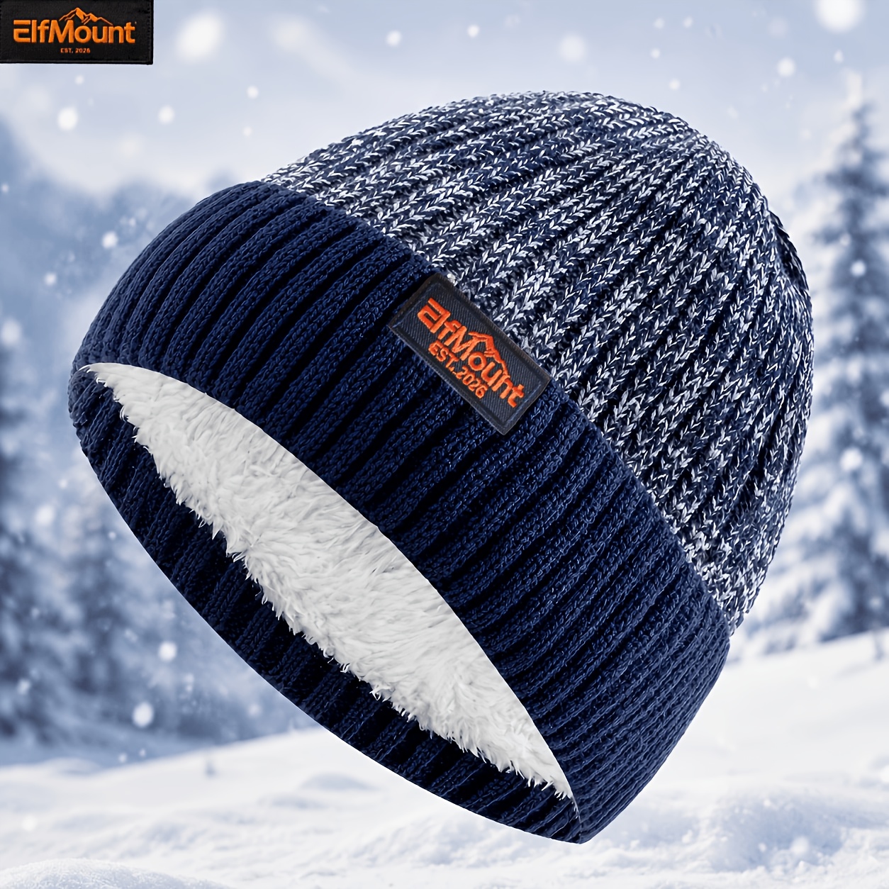 TEMU Elfmount Winter Plush-lined Knitted Hat, Unisex Thick -proof Knitted - Simple And Versatile, The Perfect Winter Gift - Available In 5 Colors