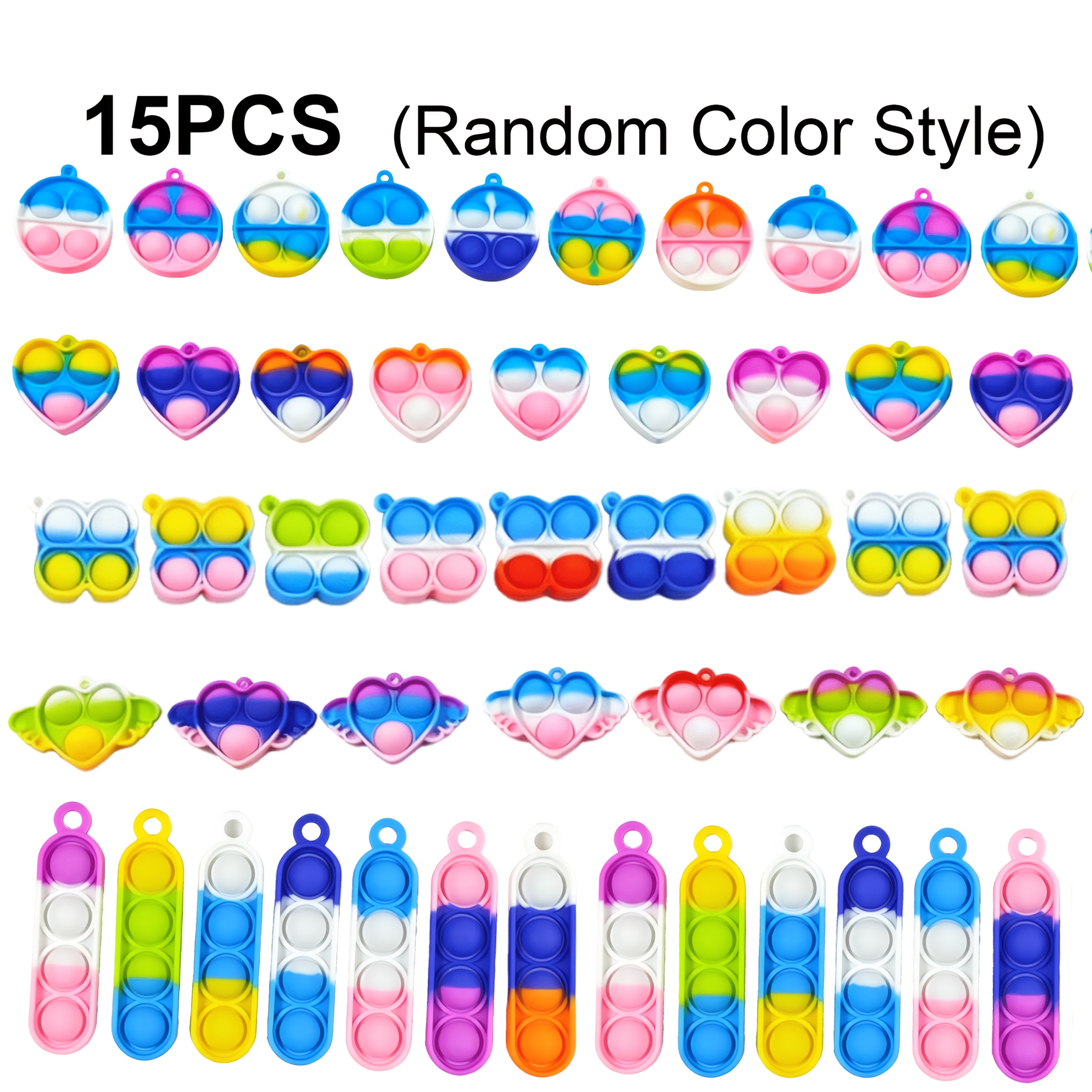 TEMU Articles de fête ; 15/35 pcs Pop Fidget Keychain Mini Fidget Toys Lot de cadeaux de fête pour Push Pops Lot de jouets, jouet sensoriel, convient