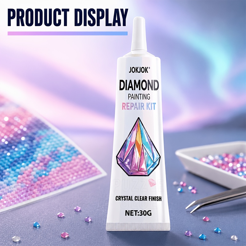 Image of Jokjok 30g Diamond Painting Repair Kit With Precision Tip, Canvas Touch-up For Or Loose Drills, Low-tack Spots And Lifting Edges, Clear End Care For 5d & Crafts