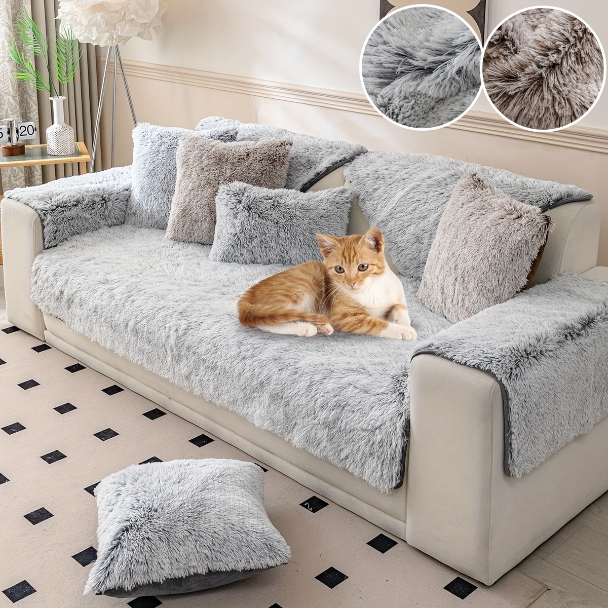 Boho Sofa Slipcover Non slip Gray Stripe Sofa Cover Couch - Temu