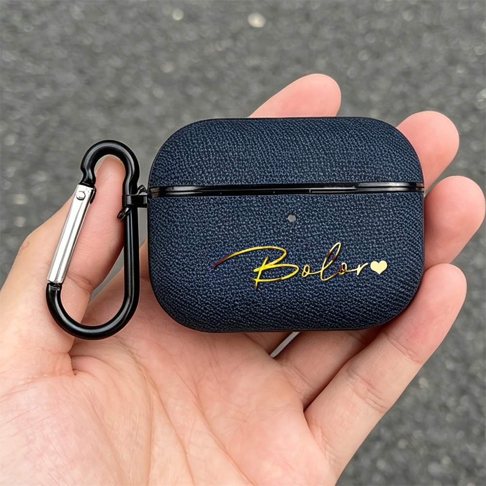 TEMU Personalized Customized Letter Engraving Name Easy Cloth Pattern Earphone Case For Airpods 1/2 3 4 Pro 2 3 Protective Case