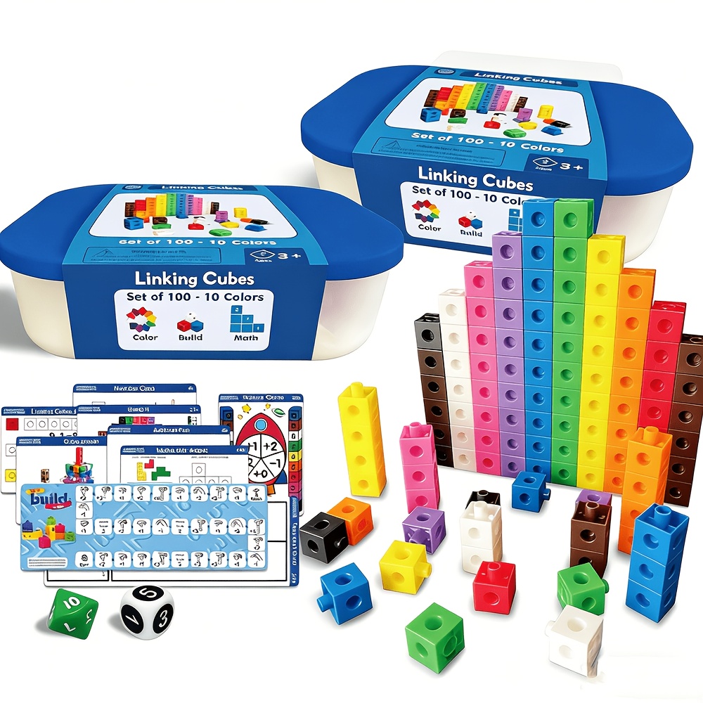 Early Learning Building Blocks Set -2-pack Math, Color And Puzzle Assembly Toy, Stem Educational Kit For Preschoolers Ages 3+, Teacher-approved Classroom