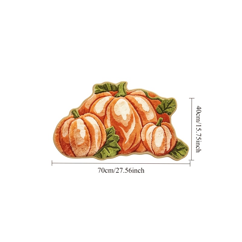 TEMU Cashmere And 900g And 9mm Ins American Autumn Retro Halloween Festive Atmosphere Bedroom Bedside Decorative Carpet Nordic Style Stacked Pumpkin