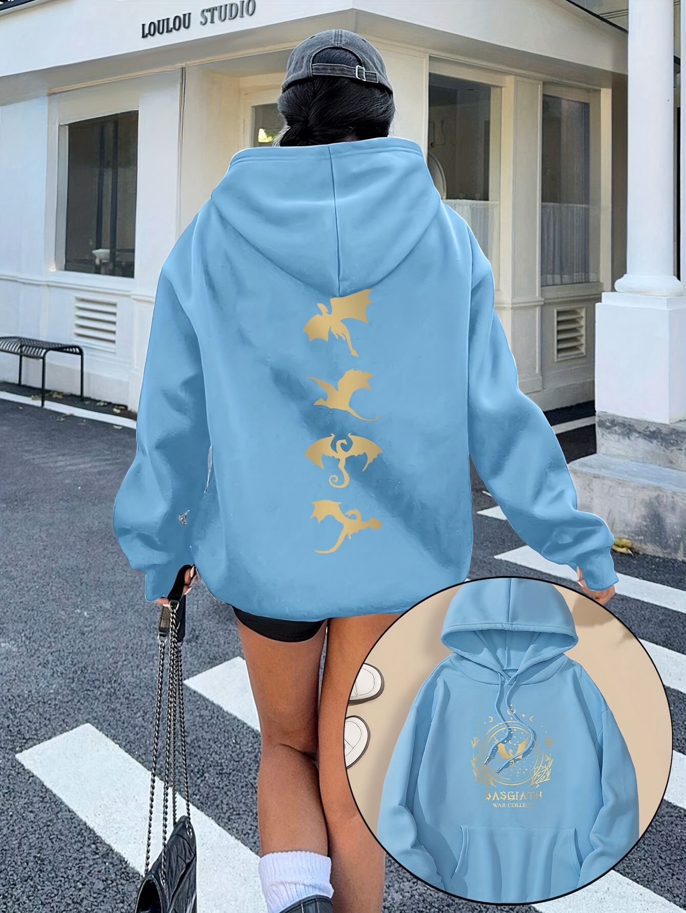 今季rurumu:/collage printed layered hoodie college bookish 4th wing monogram print - Temu Canada