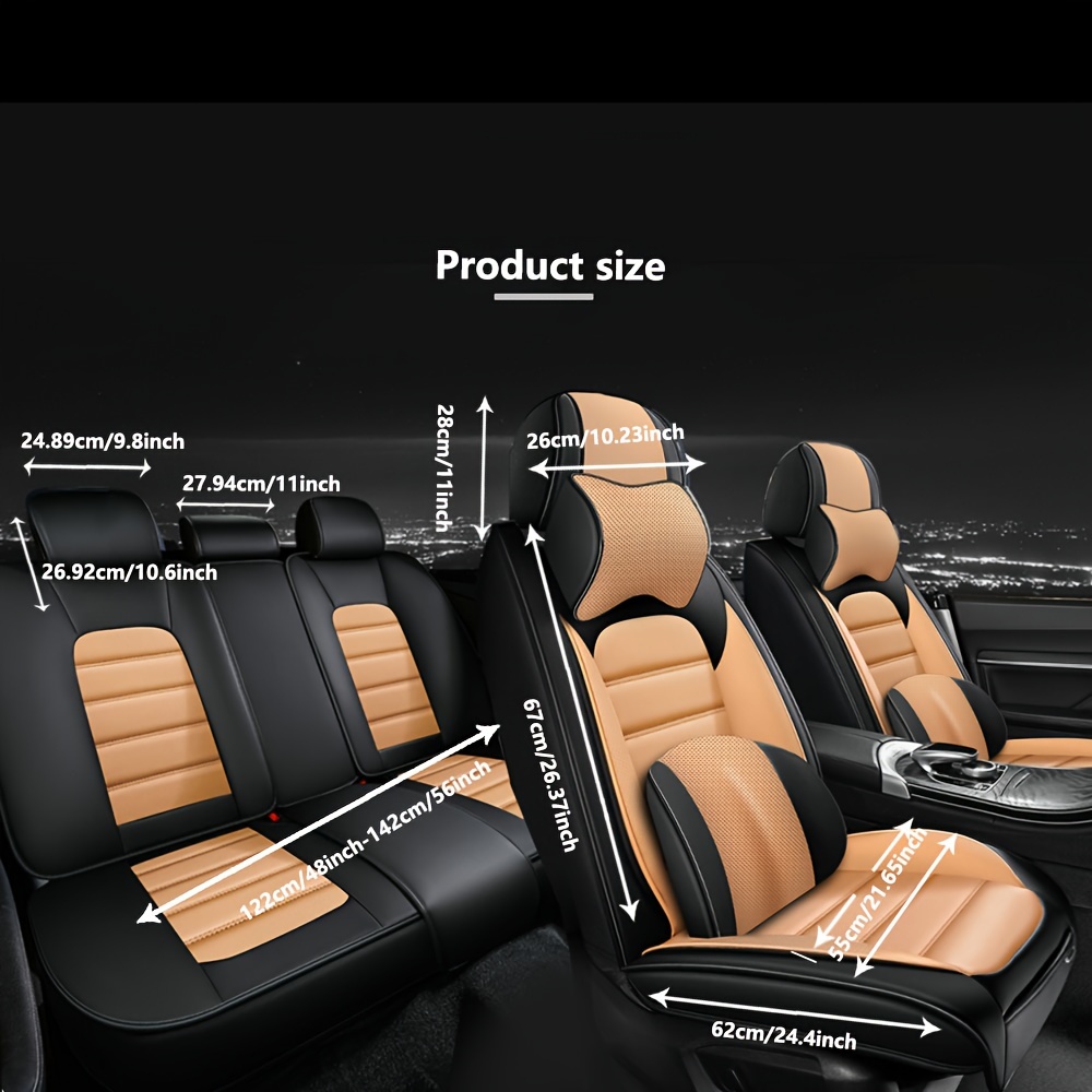 Full Set Auto Sitzbezüge Für Nissan X-Trail T33 2021-2024, Wasserdichter Leder-Autositzbezug, Seasons Protectors VerschleißFest, 5-Sitzer Autositzbezug Universal (Color : A(Gold