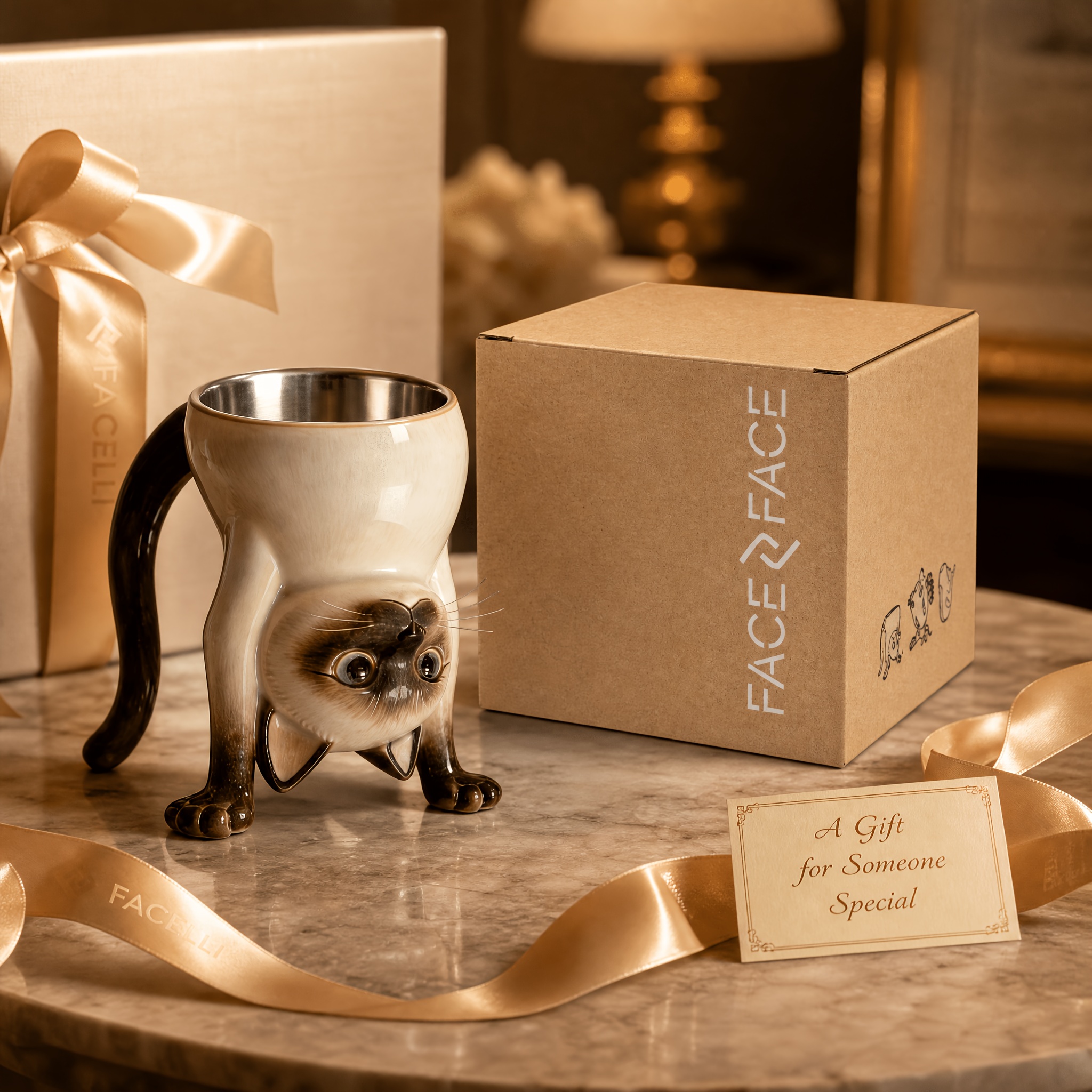 TEMU Siamese Cat Themed 3d Inverted Cup, 150ml Multifunctional Cup - Ice Cream Holder With Handle, Used As A Practical Coffee Cup Or As A Desktop
