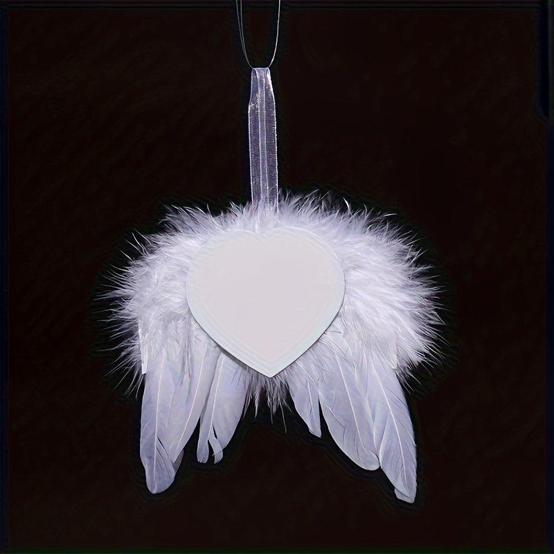 TEMU 1pc Personalized Photo Metal Feather Christmas Ornament - Diy Bohemian Hanging Decoration With Your Own Picture For Family, Wedding, Showers