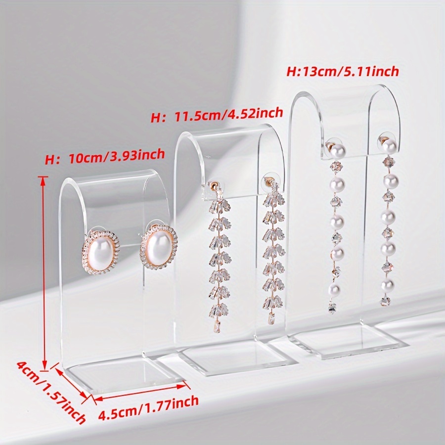 Acrylic Earring Stand Set of 3, Transparent Black Jewelry Display  Stands for Earrings And Studs, Earring Holder Organizer for Showcase