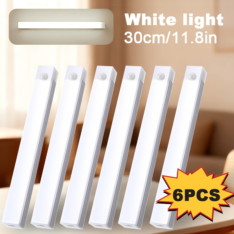 E-shop 6er-Pack Bewegungsmelder Nachtlichter, USB Wiederaufladbare "Stick-Anywhere"-Leuchten mit warmweißem Licht, stufenloses Dimmen, magnetische