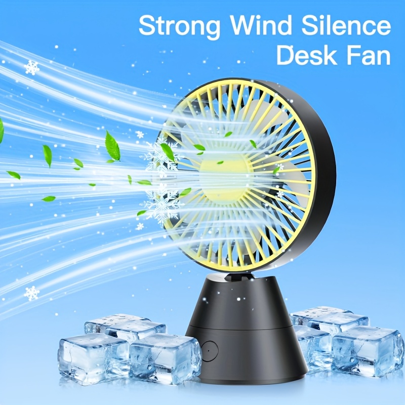 TEMU Compact Desktop Fan With 1800mah Battery, Usb Rechargeable, Suitable For Home, Kitchen, Outdoor Activities, Camping, Dorms, And Offices, Designed For Air Circulation.