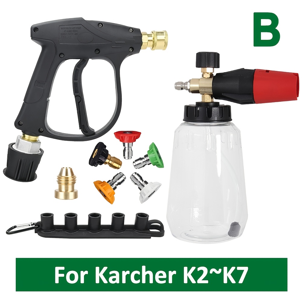 TEMU High Pressure Washer Gun Kit With 1l Large-capacity Snow Foam Lance, Multi-angle Adjustable Nozzles And Universal Adapters For Professional Car