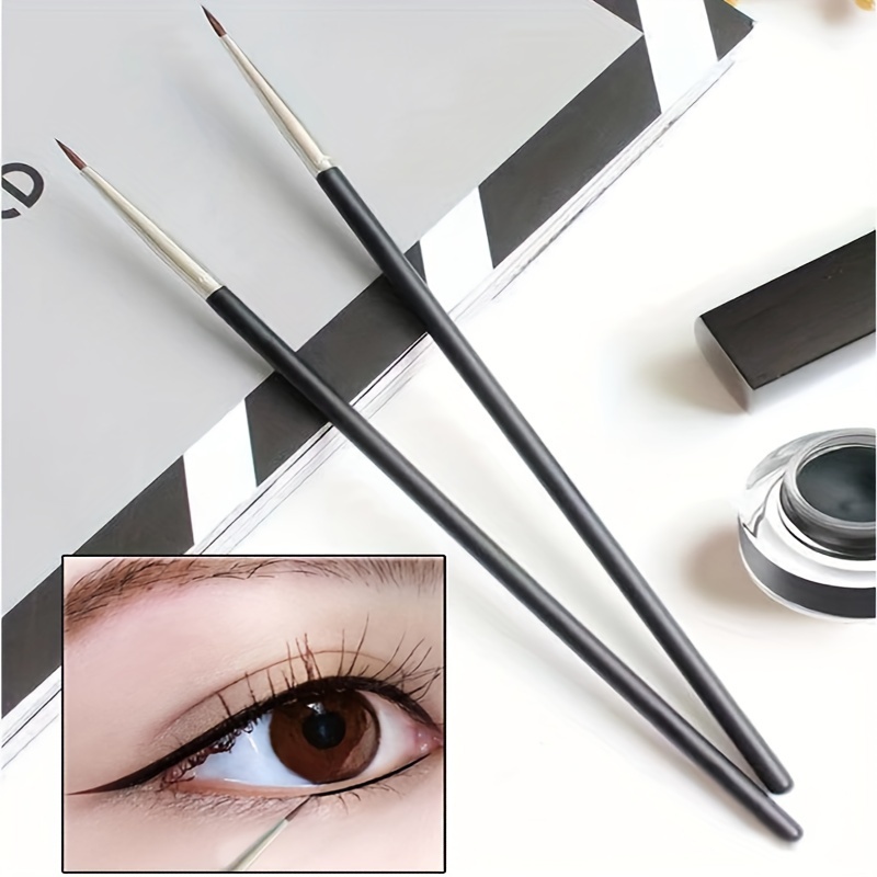 

2pcs Fine Eye Liner Brush & Eyebrow Makeup Brush - Used For Easy And Makeup - Unscented, Very Suitable For Beginners