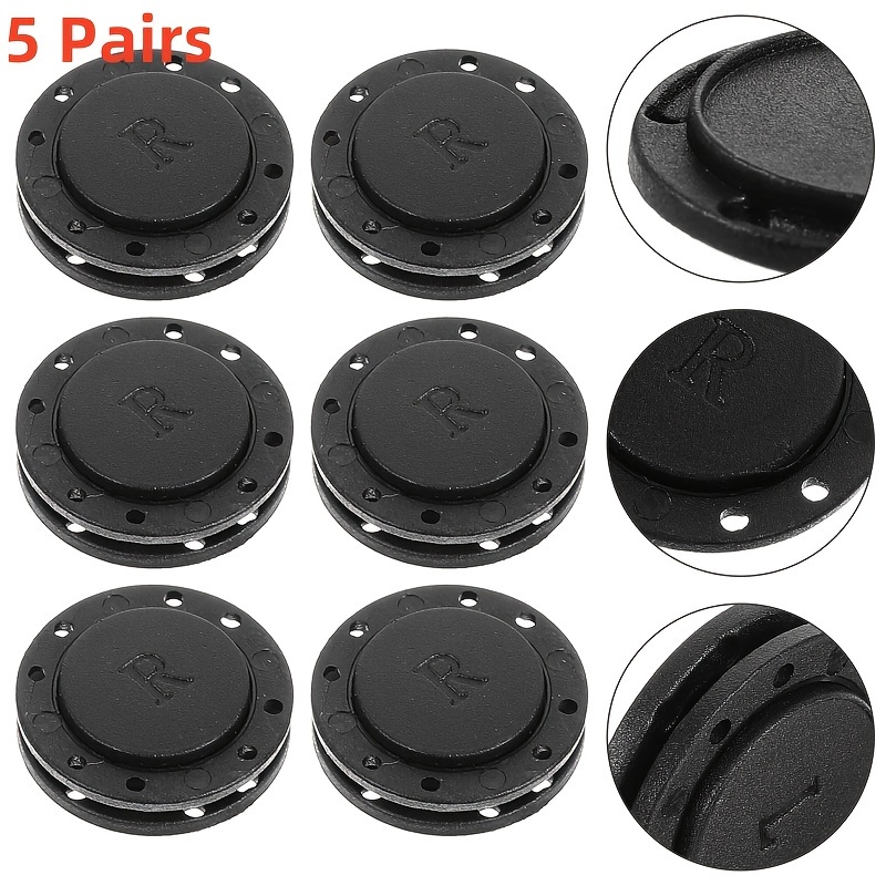 

5 Pairs Ultra-thin Magnetic Buttons For Jackets & Bags - Black, Metal Hidden Snap Fasteners With Holes, Hand Sewing Diy Craft Supplies By , Magnetic Buttons For Clothes