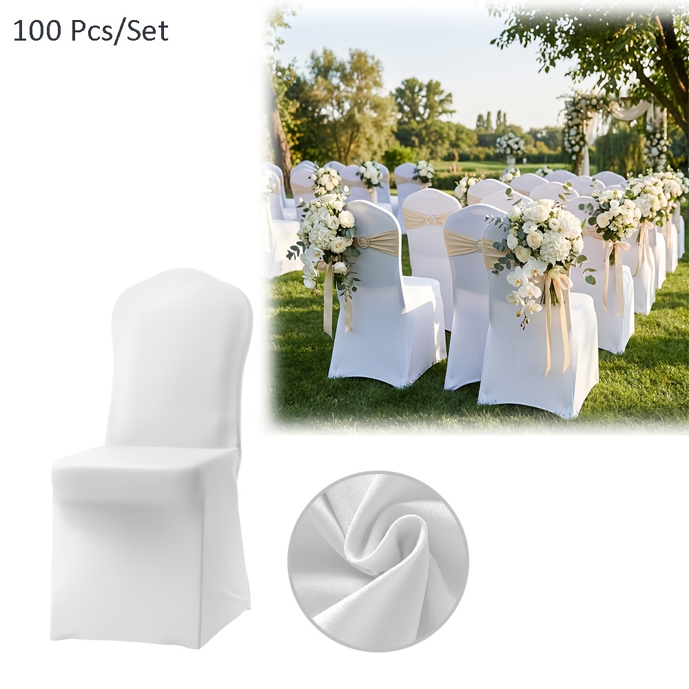 Universal Chair Cover Stretch Chair Covers For Weddings And Celebrations Birthday Decoration Chair (white)