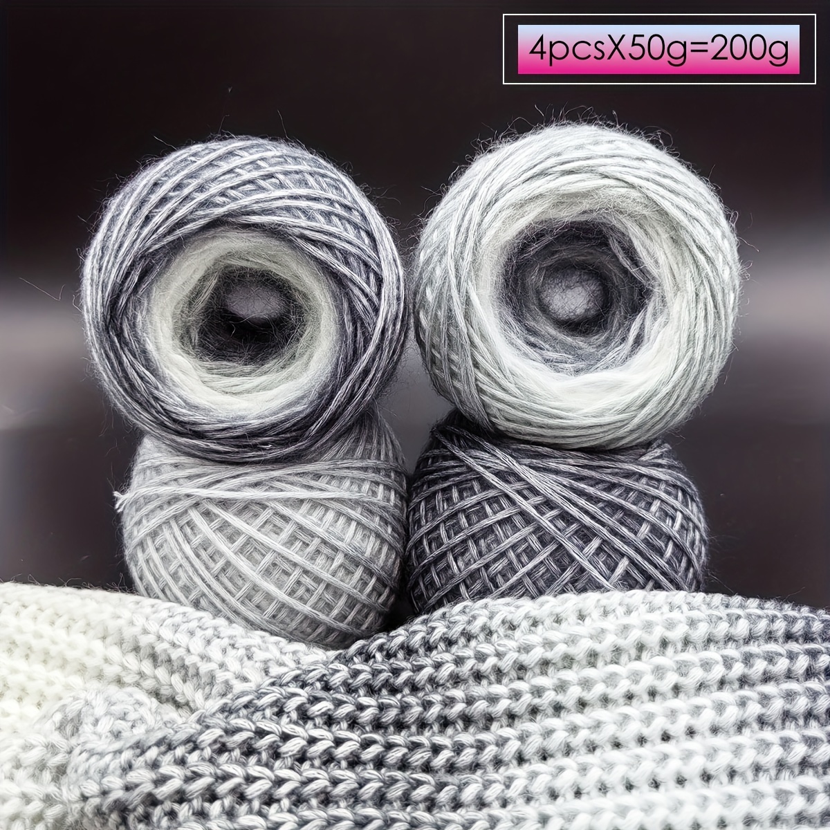 4pcs200g, Soft And Comfortable Cake-like Gradient Color Spray Yarn, And Beautiful Gradient Colors, Good Performance, Suitable For Hand-knitting Sweaters, Scarves, Hats, Shawls, Etc