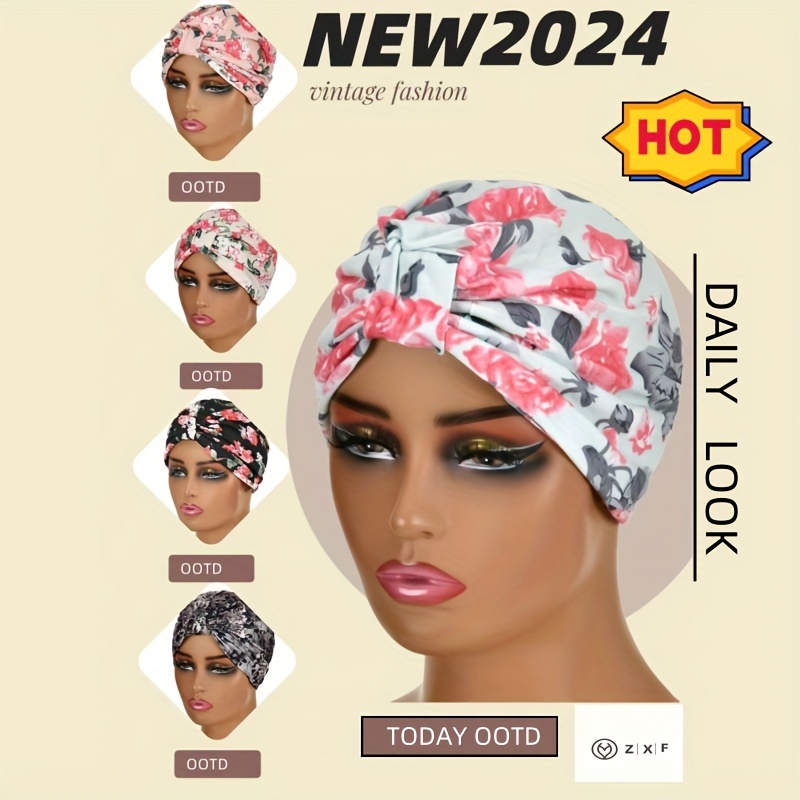 

Stylish Printed Beanie Pre Tied Elastic Chemo Hat Lightweight Decorative Turban Hat For Women For Eid