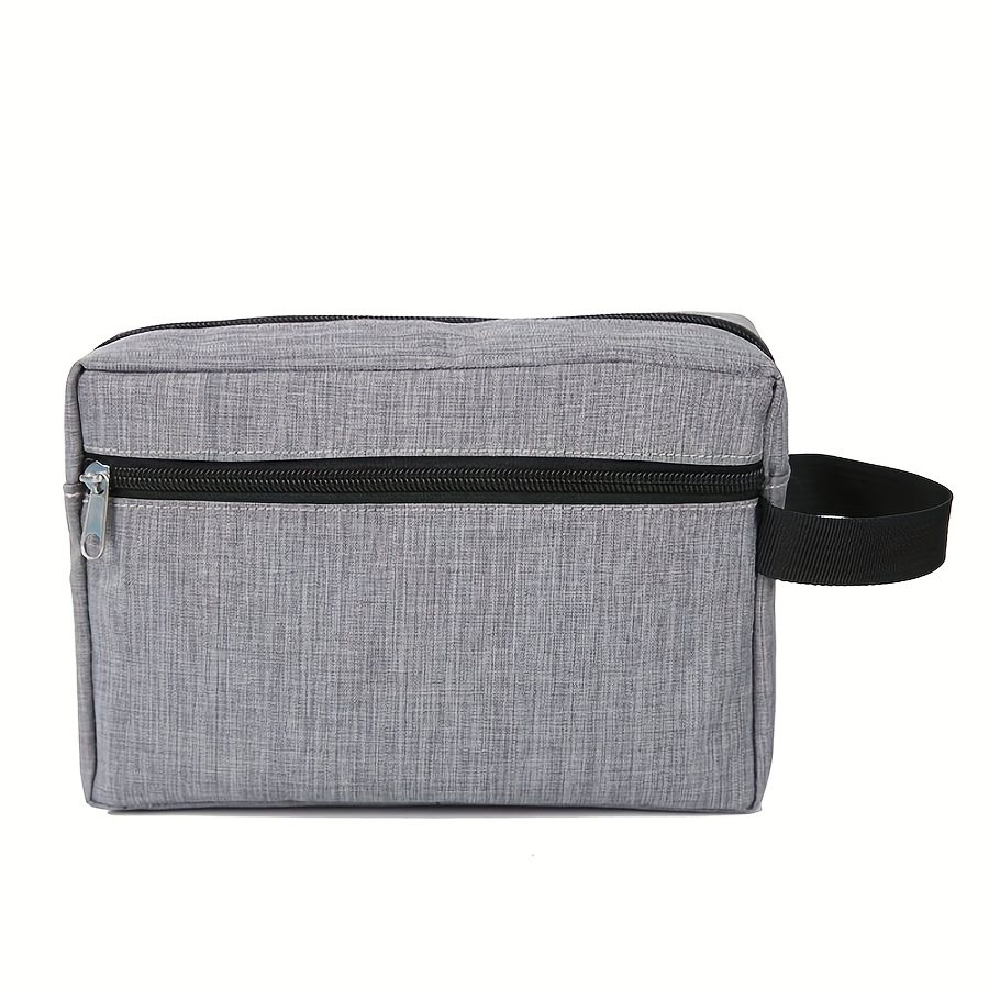 TEMU Custom Name Men's Polyester Makeup Bag - Large, Foldable & Lightweight Travel Cosmetic Pouch With Top Handle And High Quality Zipper Closure,