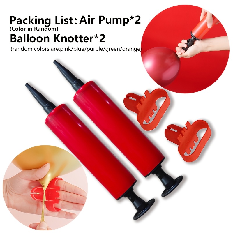 TEMU Set de gonflage de ballons 4 pièces (couleur aléatoire), comprend 2 pompes à ballons et 2 attaches à ballons, convient pour les fêtes du Nouvel
