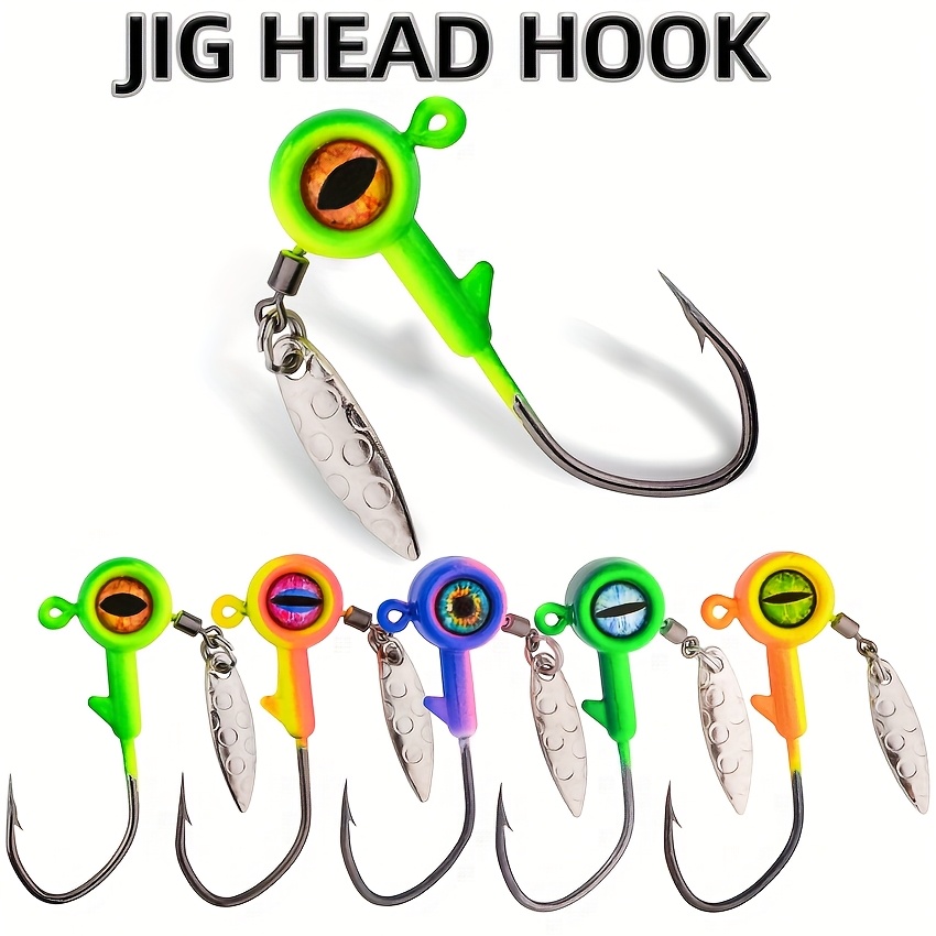 5 Leurres Jigs à Crappie 1/8 Oz – Montage Main – Plumes Et Chenille – Bug Eye Jigs