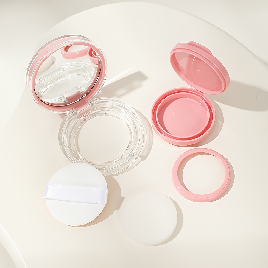 E-shop Rosa Mini-Kissen Schaumstoff-Pad mit Spiegel & Puderquaste – Reisefreundlicher Nachfüllbarer Beauty-Organizer für DIY Foundation & BB-Creme,