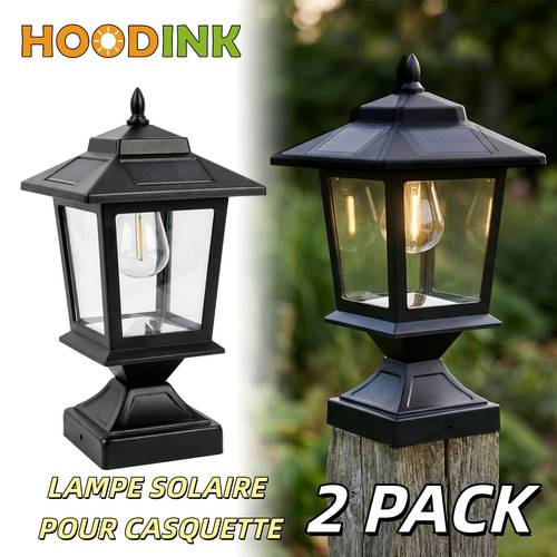 2 pack solar post cap lights waterproof outdoor light for 4x4 wooden posts solar lights with glass shade for deck fence patio post decor matte black