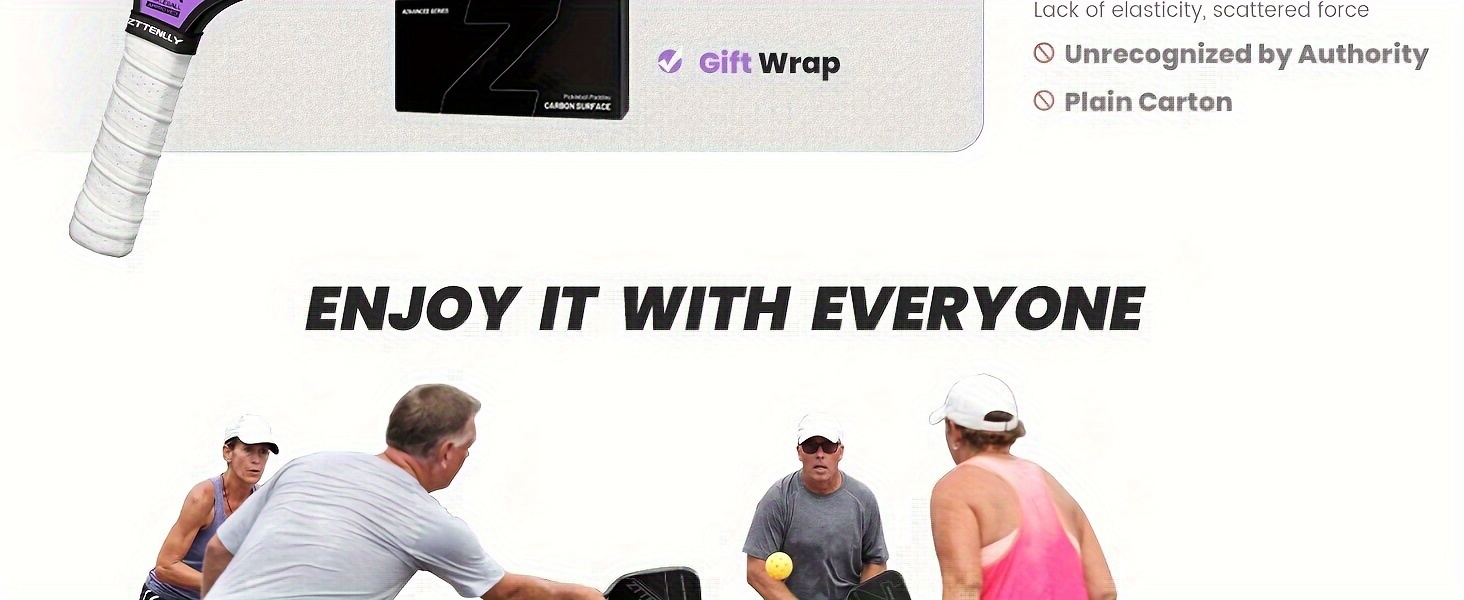 Pickle Paddles -USAPA Approved - Carbon Fiber Surface with 16mm Polypropylene Honeycomb Core - 1 Pack Pickle Racket Ideal Gift for Men Women