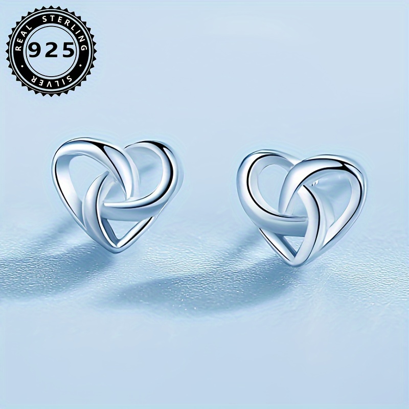 

S925 Sterling Silver Heart Shaped Earrings Wedding Hypoallergenic And Elegant, Suitable For 0.46g/0.016oz