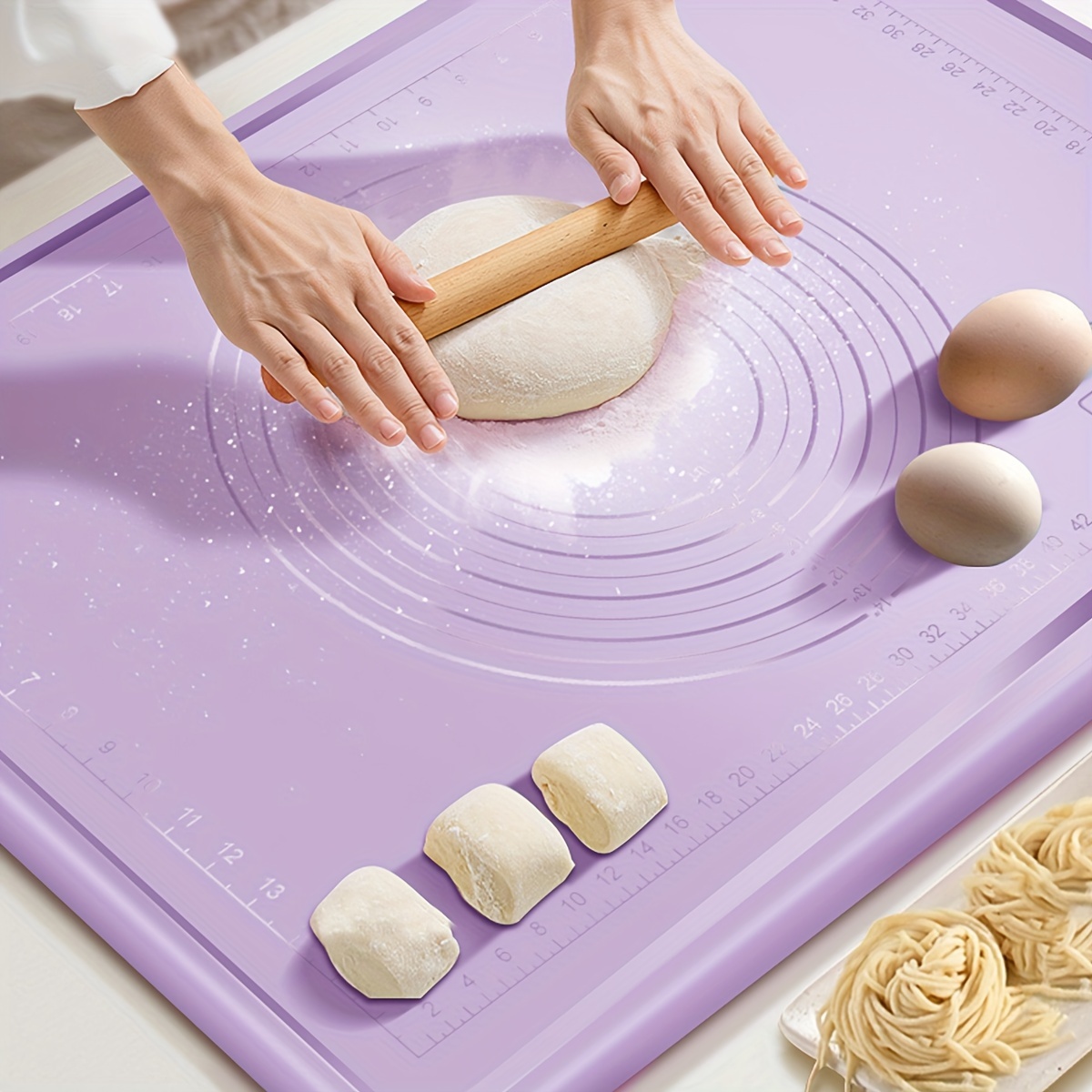 

Silicone Baking Mat - Thick Food Grade Silicone Pastry Mat For Rolling Dough, Nonstick Kneading Board For Baking, Dough Rolling And Pastry Mat For Dumplings And .